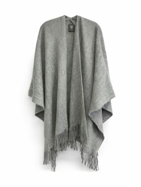 Vince Camuto Shawl Wrap Gray Fringe One Size Soft Open Front Poncho Cape